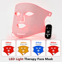 Masque facial LED en silicone flexible avec mentonnière, 4 longueurs d'onde, 360 puces, thérapie par lumière rouge pour le soin de l'acné, appareil de beauté anti-âge