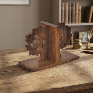 Engraved Tree Sheesham Wooden Bookends Handcrafted Decorative <b>Book</b> <b>Ends</b> for Home Office Table Shelf <b>Book</b> Holder <b>Book</b> Stopper - Product Image 6