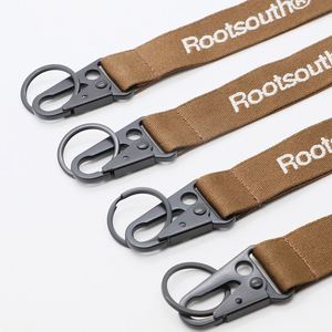 Custom Jacquard Logo Keychain Lanyard Urban Streetwear Fabric Key <b>Ring</b> Holder High Density Woven Tactical Belt Key <b>Clip</b> - Product Image 2