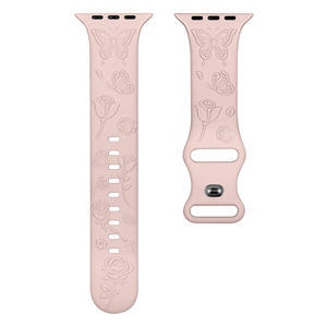 RYB Fancy <span class=keywords><strong>Bracelet</strong></span> de montre en silicone gravé fleur respectueux de la peau pour <span class=keywords><strong>Apple</strong></span> <span class=keywords><strong>Watch</strong></span> Series 8 7 SE Ultra 49mm 45mm 41mm - Product Image 1