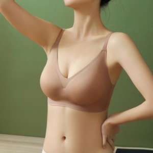 Soutien-gorge une pièce en Spandex/Polyamide, fin, sans couture, respirant, tricoté, push-up, sans armatures, bonnet 3/4, bretelles réglables, dos en U, fermeture dorsale - Product Image 5