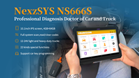 Herramienta de Diagnóstico Automotriz HUMZOR NexzSYS NS666S para Autos y Camiones, Actualización Gratuita de por Vida, Escáner de Sistemas Completos Ns666S