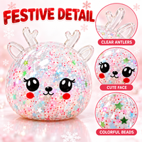 Jouet en caoutchouc souple et sensoriel en forme de renne de Noël avec paillettes, anti-stress, cadeau de Noël, idéal pour le bonhomme de neige, pour tous les âges