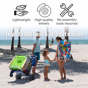 STARRYHEART Chariot pliable polyvalent Chariot de plage léger avec roues en caoutchouc Chariot de plage utilitaire - Product Image 6