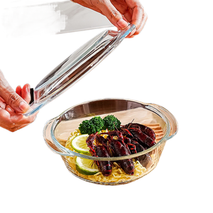 Bol en verre de haute qualité en borosilicate résistant à la chaleur, compatible four et micro-ondes, avec couvercle en verre - Product Image 1