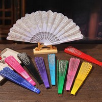 Abanico Plegable Español de Encaje Floral Vintage Personalizado, Abanico de Mano de Plástico para el Verano, Regalo de Cumpleaños para Niña, Regalo de Boda