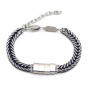 <span class=keywords><strong>OYA</strong></span> Nuovo Bracciale alla Moda con Nome Personalizzato Inciso, Gioiello da Polso per Uomo in Acciaio Inossidabile Placcato Oro 18K, Bracciale Retrò con Catena a Coda di Volpe - Product Image 3