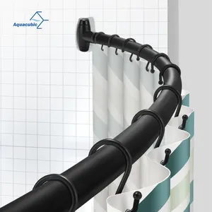 도매 블랙 곡선 샤워 커튼 막대 50-72 인치 조절, 라운드 샤워 커튼 막대 욕실, 스톨