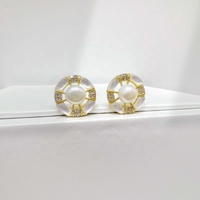 Boucles d'oreilles clous personnalisées en argent 925 avec perle géométrique et coquillage, plaqué or 18 carats, style indien unique, hypoallergéniques, pour femmes, idéales pour mariage et fête