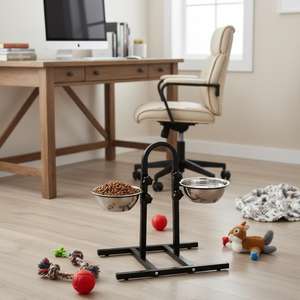 Doppia ciotola in acciaio inox per animali domestici, altezza regolabile, per cani e gatti di tutte le taglie - Product Image 1