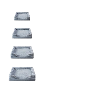 Grand lit orthopédique moderne anti-stress en mousse à mémoire de forme pour chien fabriqué en usine traversin de chat en velours gris personnalisé et minimaliste Meubles pour animaux de compagnie - Product Image 2