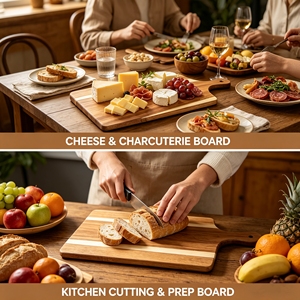 Planche à découper en bois d'<span class=keywords><strong>acacia</strong></span>, plateau de service à fromages personnalisé en gros, planche à découper en bois pour la cuisine - Product Image 5