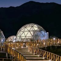 Nouvelle mode de tente dôme en verre étanche de luxe de 6m dôme en verre pour glamping maison avec ventilateur solaire