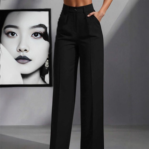 <span class=keywords><strong>Pantalon</strong></span> de travail long <span class=keywords><strong>ample</strong></span> à taille haute plissé décontracté pour femmes, couleur unie froissée vintage européenne américaine 2026 - Product Image 2