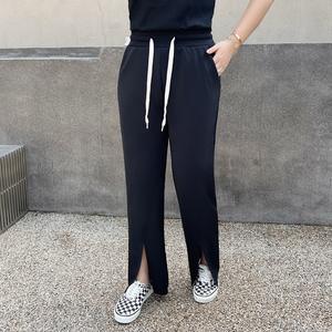 กางเกงขายาวทรงตรงรุ่น Runqi N8258 สีดำ มีเชือกผูกเอว ทรงหลวม ไซส์ใหญ่ สำหรับผู้หญิง - Product Image 3