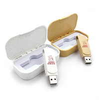 Unidad Flash USB de Alta Velocidad de Doble Uso OTG, Material Ecológico de Paja de Trigo, Logotipo Personalizado, Giratoria, 32 GB, 64 GB, 128 GB, Tipo C