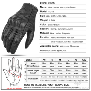 Guantes de Motociclismo SUOMY, Vintage, de Cuero Genuino, con Pantalla Táctil, para Motocross, MTB, Ciclismo, de Piel de Cabra - Product Image 6