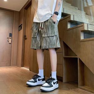 Shorts cargo d'été pour hommes 100% polyester Pantalons de sport décontractés Taille élastique Taille mi-haute Motif uni Tissage tricoté - Product Image 4