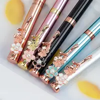 Clipe de flores belo presente caneta gel, com logotipo personalizado diamante metal caneta esferográfica de luxo personalizado