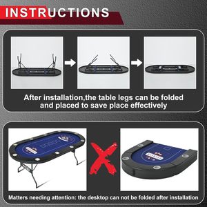 10 người chơi 84 \ "xách tay Texas <span class=keywords><strong>Poker</strong></span> bảng cho sòng bạc giải trí có thể gập lại blackjack trò chơi với đệm đường ray và cup chủ sở hữu màu đen - Product Image 3