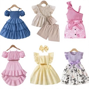Ensemble 2 pièces en polyester pour nouveau-né, vêtements pour enfants à manches courtes, fins et confortables, couleurs mélangées, en stock - Product Image 1