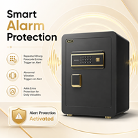 Caja Fuerte de Seguridad para el Hogar y Hoteles, de Acero Aleado, con Teclado Biométrico de Huellas Dactilares y 4 Pernos de Acero, Interior Dorado de Lujo