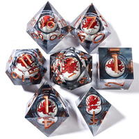 Cat 7-piece set Rpg resin set longan dice, Dnd role-playing hadiah permainan tabletop resin set dadu Dnd