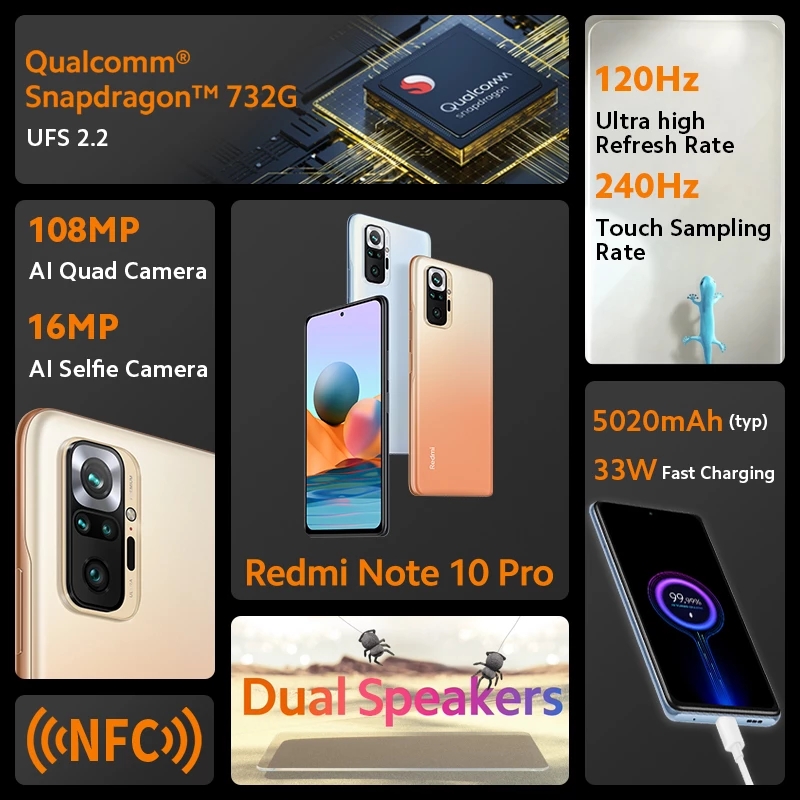 Xiaomi Redmi Note 10 PRO 4G Smartphone - 6GB+128GB