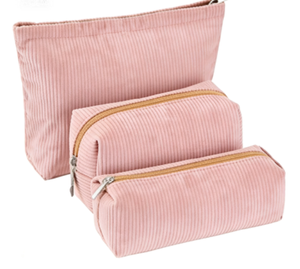 Sacs de voyage pour maquillage en velours côtelé à motif vintage, grande capacité, écologiques, pour femmes, 3 pièces, avec fermeture à glissière - Product Image 1