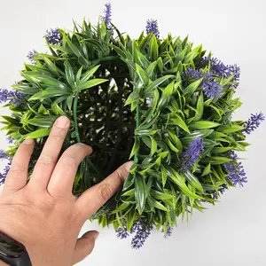 ZC dekorasi tanaman buatan buket Lavender tanaman imitasi bola tanaman Bundar untuk luar ruangan pernikahan taman halaman belakang balkon