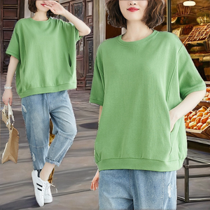 Camiseta de Verano para Mujer, Talla Grande 4XL, Casual, Transpirable, Holgada, con Estampado, Cuello Redondo, Manga Corta, Felpa, Spandex/Poliéster, Antiencogimiento - Product Image 2