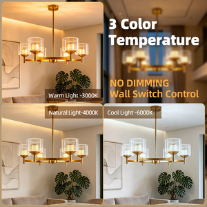 โคมไฟระย้า LED หลายหัวทรงฟาร์มเฮาส์สีทอง โคมแก้วใส โครงเหล็ก เหมาะสำหรับห้องครัว เกาะกลางห้องครัว ห้องรับประทานอาหาร ห้องนั่งเล่น ห้องนอน - Product Image 4