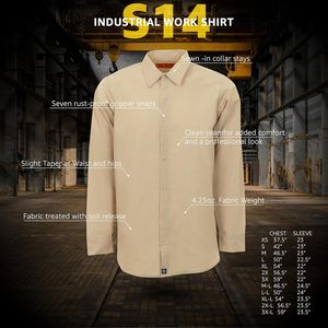 Chemise de travail à manches longues pour homme avec fermeture à pression, S14, 100% coton, uniforme industriel - Product Image 3