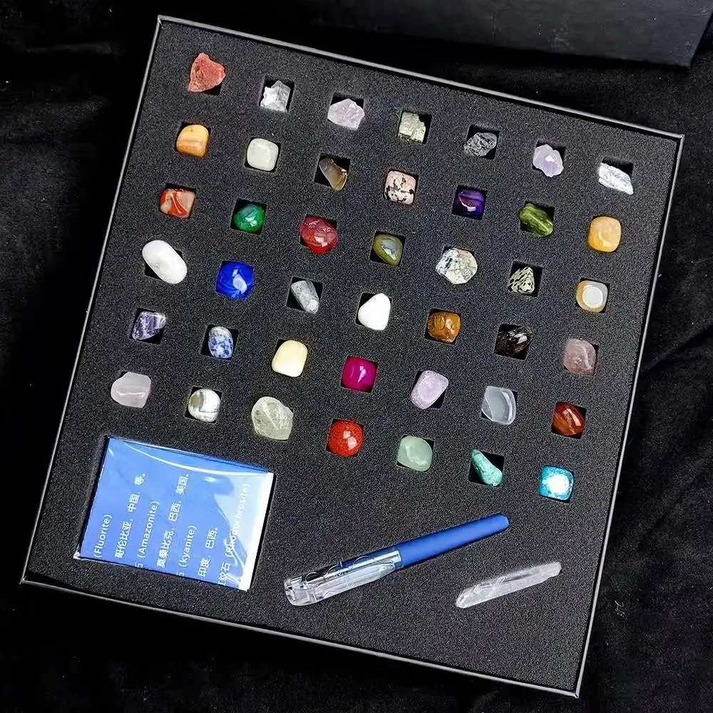 42 Jenis Kotak Hadiah Spesimen Ore Kristal Alami Aneka Permata Kristal Penyembuhan Batu Mengajar Kotak Spesimen Sains Populer