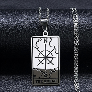 Cartas de Tarot Geométricas Significativas Luna Sol Signo Collares Acero Inoxidable Suerte Amuleto Arcanos Mayores Collar Esoterismo Joyería - Product Image 3