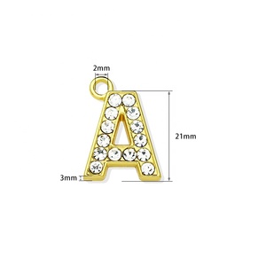 Diamantes de imitación de 21x21mm, accesorio colgantes con letras del alfabeto, venta al por mayor - Product Image 3