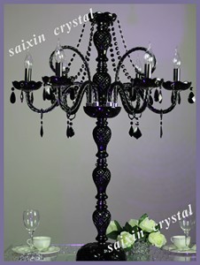 ZT-180 Wholesale Wedding Centerpiece Crystal <strong>Black</strong> <strong>Candelabra</strong> - Product Image 6