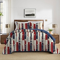 BORYARD Nouvelle Arrivée Ensemble de literie 3 pièces à rayures verticales géométriques, couvre-lit, taille Queen et King, ensemble de literie en microfibre pour la maison
