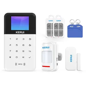 Kerui Panel Tombol Alarm Keamanan Jaringan, Peralatan Rumah Pintar Sistem Alarm Tuya Asisten WIFI/GSM/ALARM RFID 4G Tuya