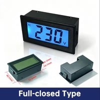 Panel Meter Volt Digital LCD 2-Kabel Tipe AC Mini Terintegrasi 20-500V untuk Instrumen Pengujian 100V 110V 120V 220V 230V 380V