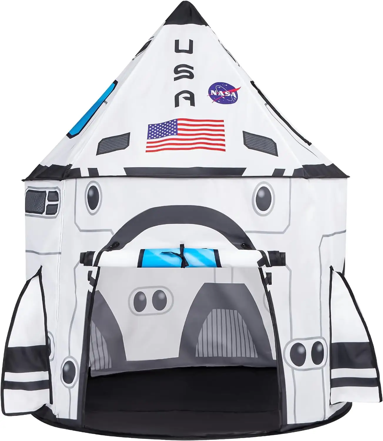 Barraca de brincar pop-up para crianças, conjunto de barracas de brincar para espaçonaves, interior e exterior, navio espacial