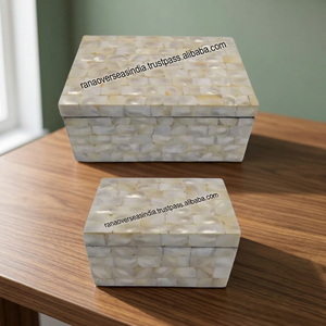 Caja de Joyería y Mini Caja de Recuerdos de Madera Tallada con Arte Folclórico de Madreperla, en Forma Rectangular, para Mujeres y Niñas - Product Image 2