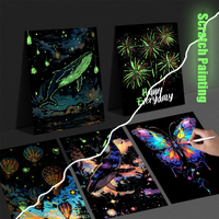 Arte para rascar que brilla en la oscuridad para adultos y niños, diseños personalizados, pintura para rascar ballena, divertida actividad creativa DIY, regalos personalizados