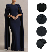 Versandfertig: Luxuriöses Damen-Abendkleid mit Cape-Ärmeln, O-Ausschnitt, figurbetontem Schnitt, Maxi-Länge, hohem Schlitz – Elegantes Party-, Abschlussball- und Hochzeitskleid
