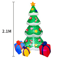 Sapin de Noël gonflable de 2,1 m avec décoration lumineuse pour l'ambiance de la cour, en polyester, sur mesure