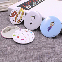 Cadeaux promotionnels personnalisés moins chers, impression couleur, miroir de maquillage portable en métal rond de 58 mm