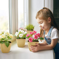 Kit de démarrage pour jardin d'herbes aromatiques d'intérieur, écologique, en papier kraft carré, pour la culture à domicile, avec pots de plantation et terreau