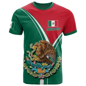 男士超大t恤墨西哥国旗标志印花超大t恤男士优质时尚t恤男士