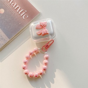 เคสหูฟังแบบใสลายผีเสื้อ เหมาะสำหรับ AirPods 4 เคสป้องกันหูฟังไร้สายสำหรับ AirPod Pro พร้อมสายคล้องข้อมือแบบลูกปัด - Product Image 5