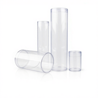 Boîte d'emballage cylindrique transparente en PVC pour fabricant en gros, pour crayons, produits cosmétiques pour animaux de compagnie, houppettes, serviettes cylindriques pour animaux de compagnie, et seaux